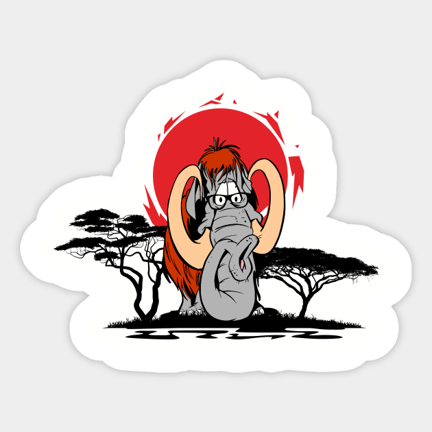 Geek Mammoth Sunset Sticker by Vault Emporium